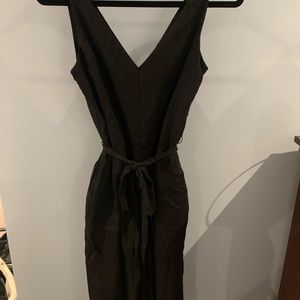 Black Cropped Jumpsuit with Cloth Belt